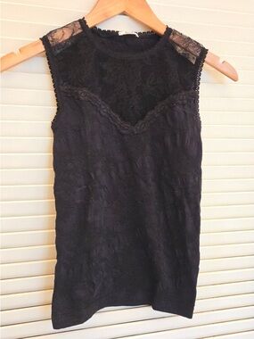Wolford Black Lace Tank with Scalloped Trim